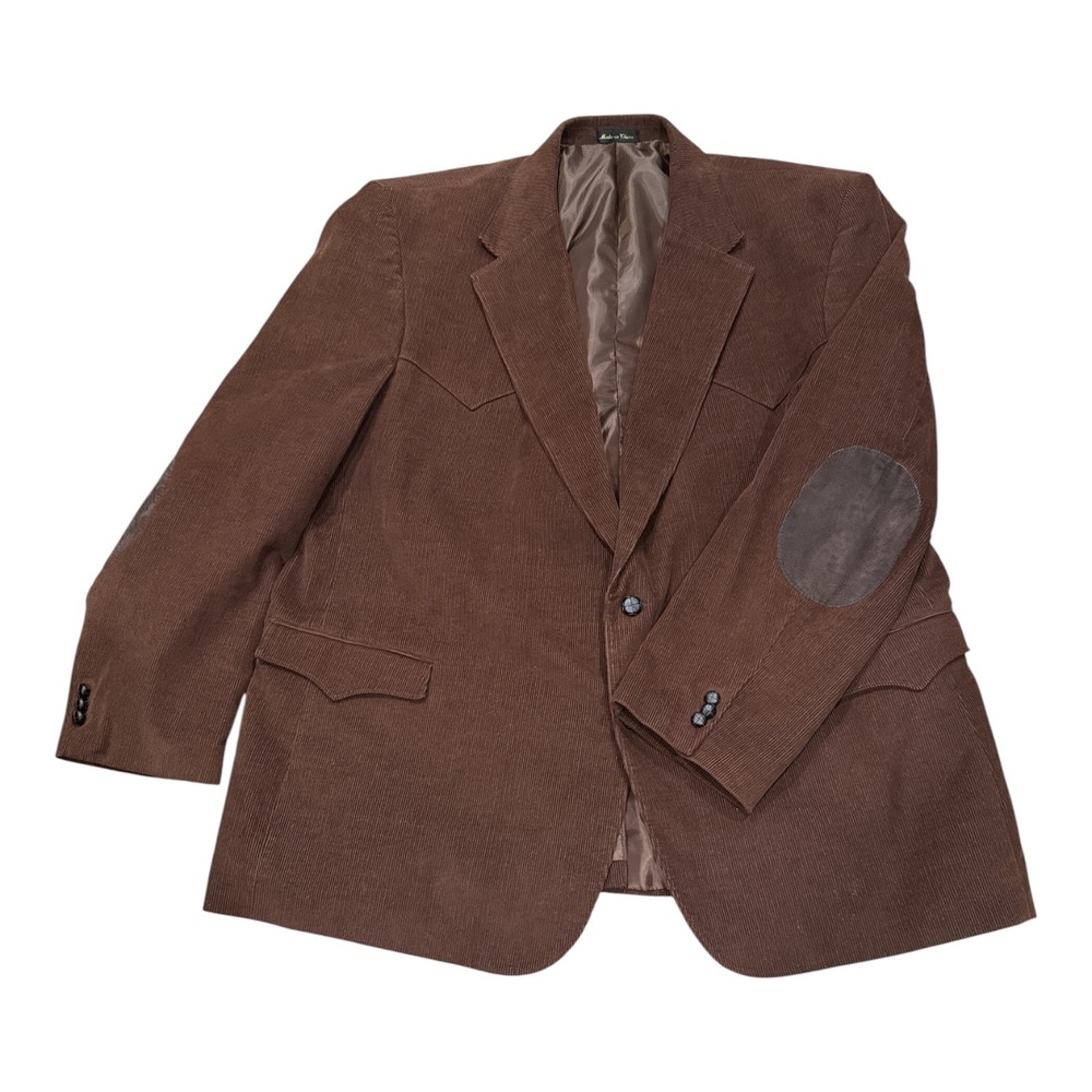 Circle S Mens Brown Corduroy Western Blazer Sport Coat Elbow Patches 54L Vintage